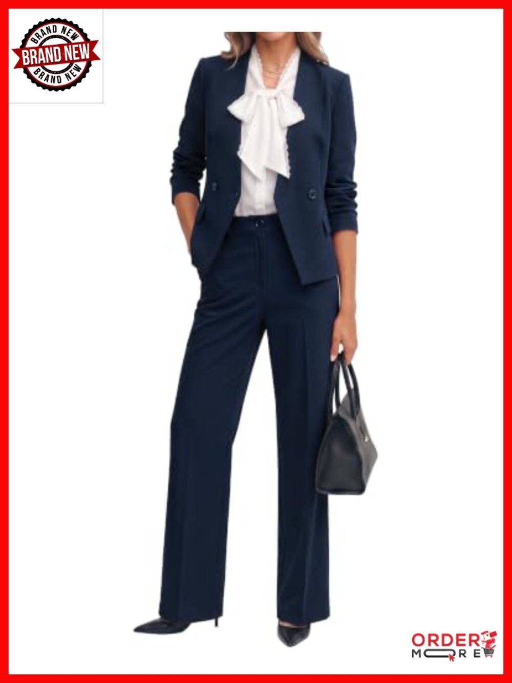 Women's 2 Piece Pantsuit Set Business Casual Interview Blazer Wide Leg Trousers